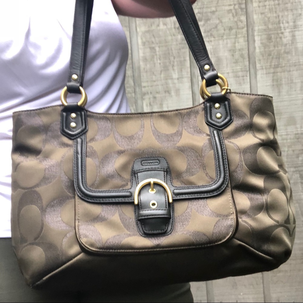 Coach purse, Olive with gold accents